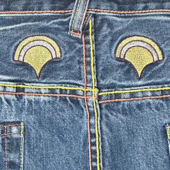 The Year Of Pig Mens Jeans Distressed Gold Silver Embroidered Straight 40x34 - Picture 13 of 16